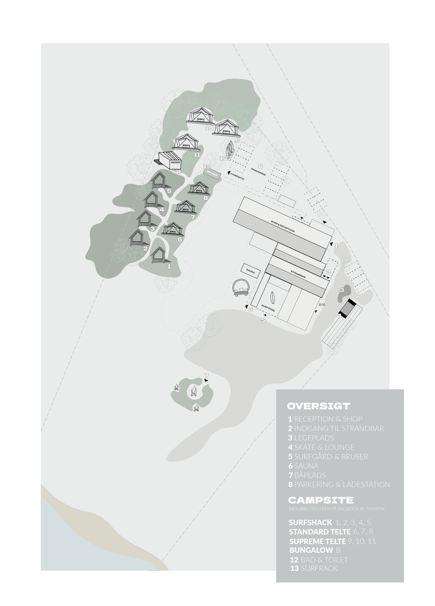 Oversigt over Lynæs Surfcenter og overnatning